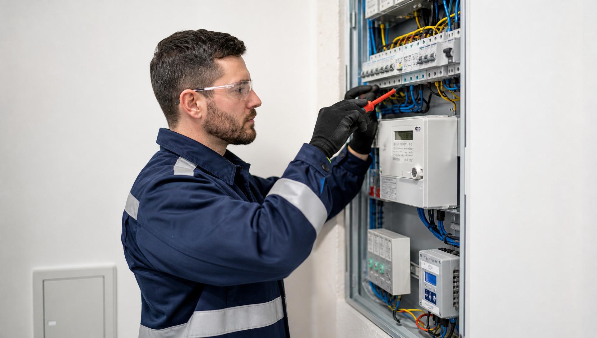 Elektromonteur aan het werk